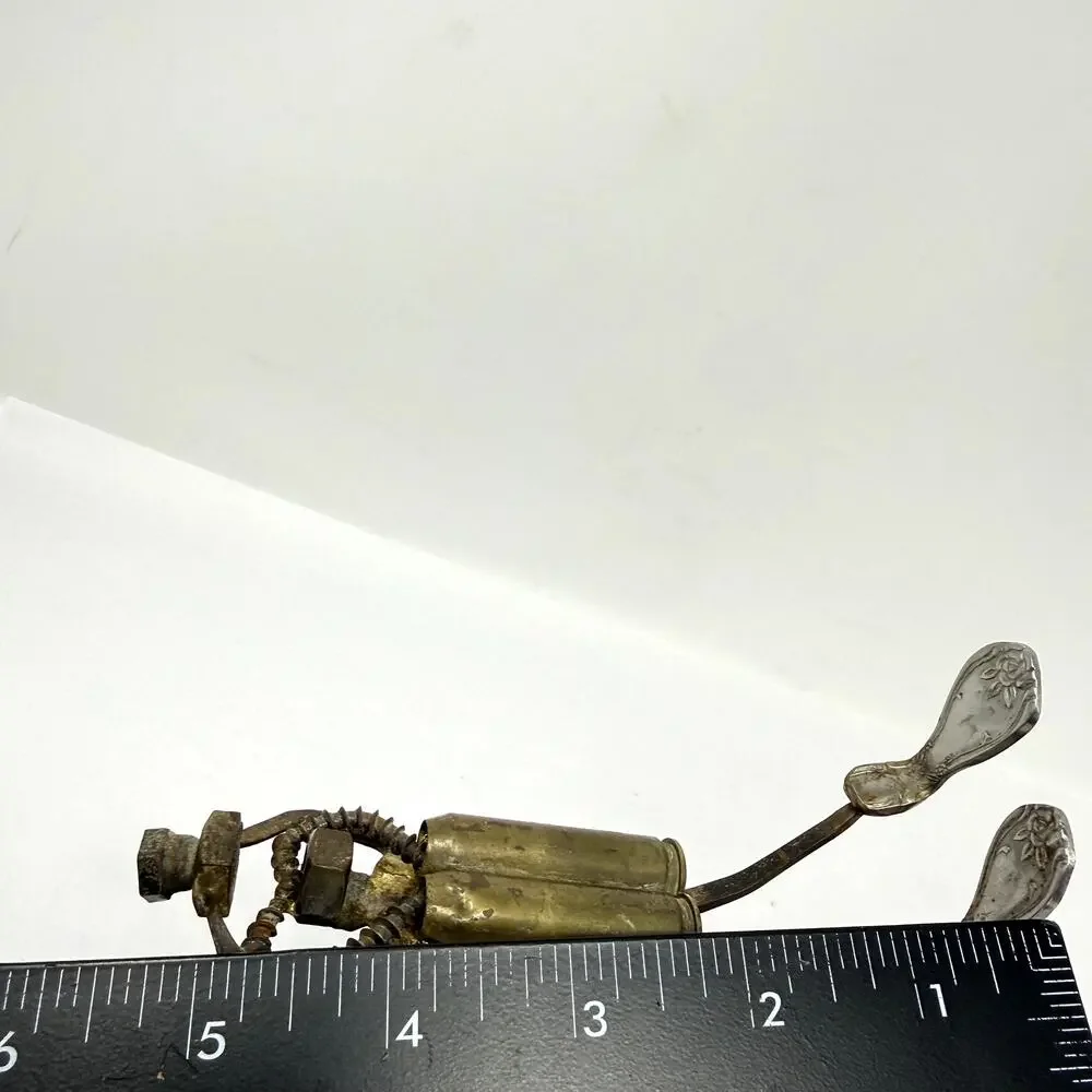 Vintage Industrial Metal Diver Sculpture Brutalist Found Object Art Brutalist
